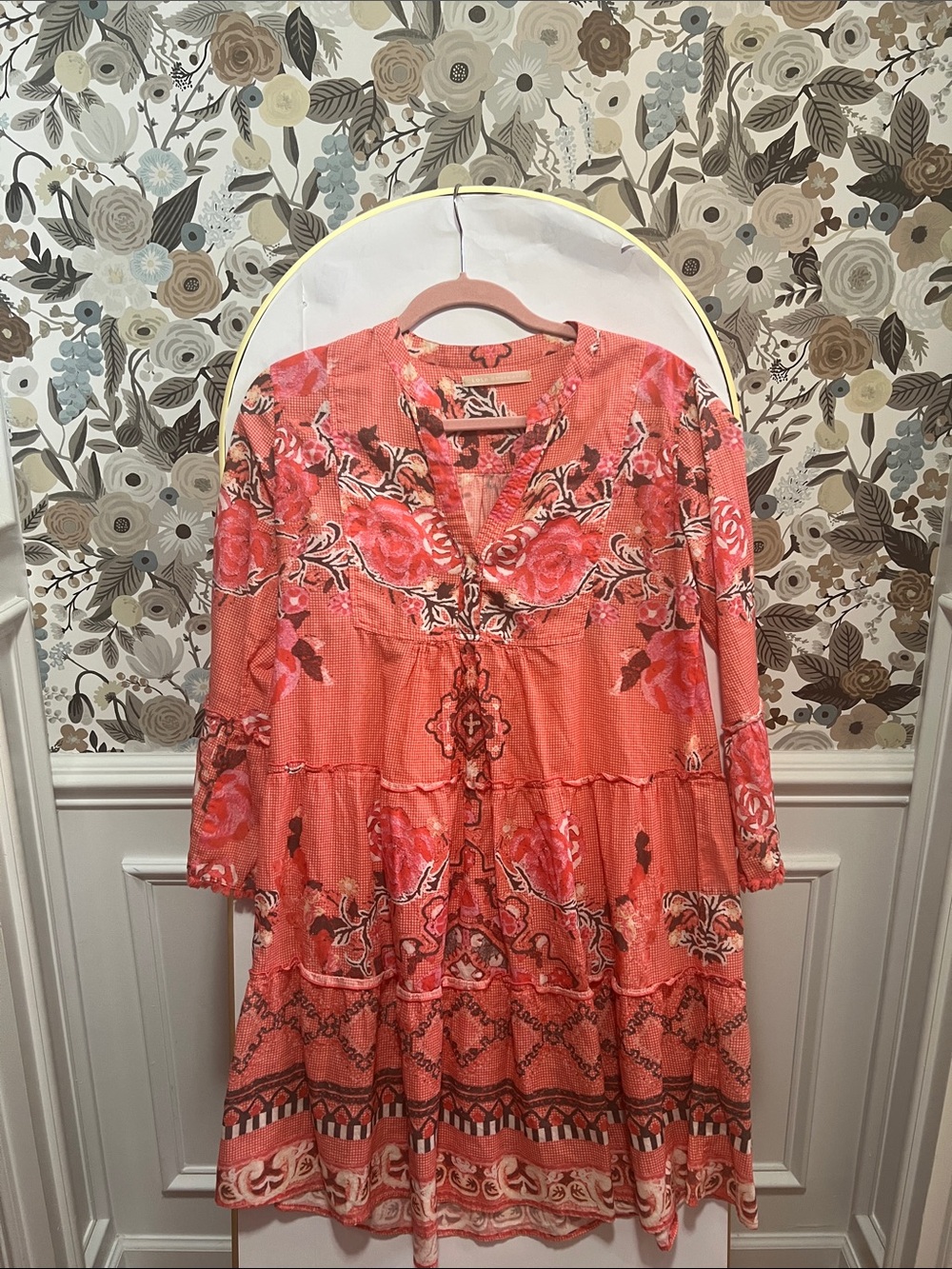 Women's Coral Pink Floral Mini Dress - Brand
